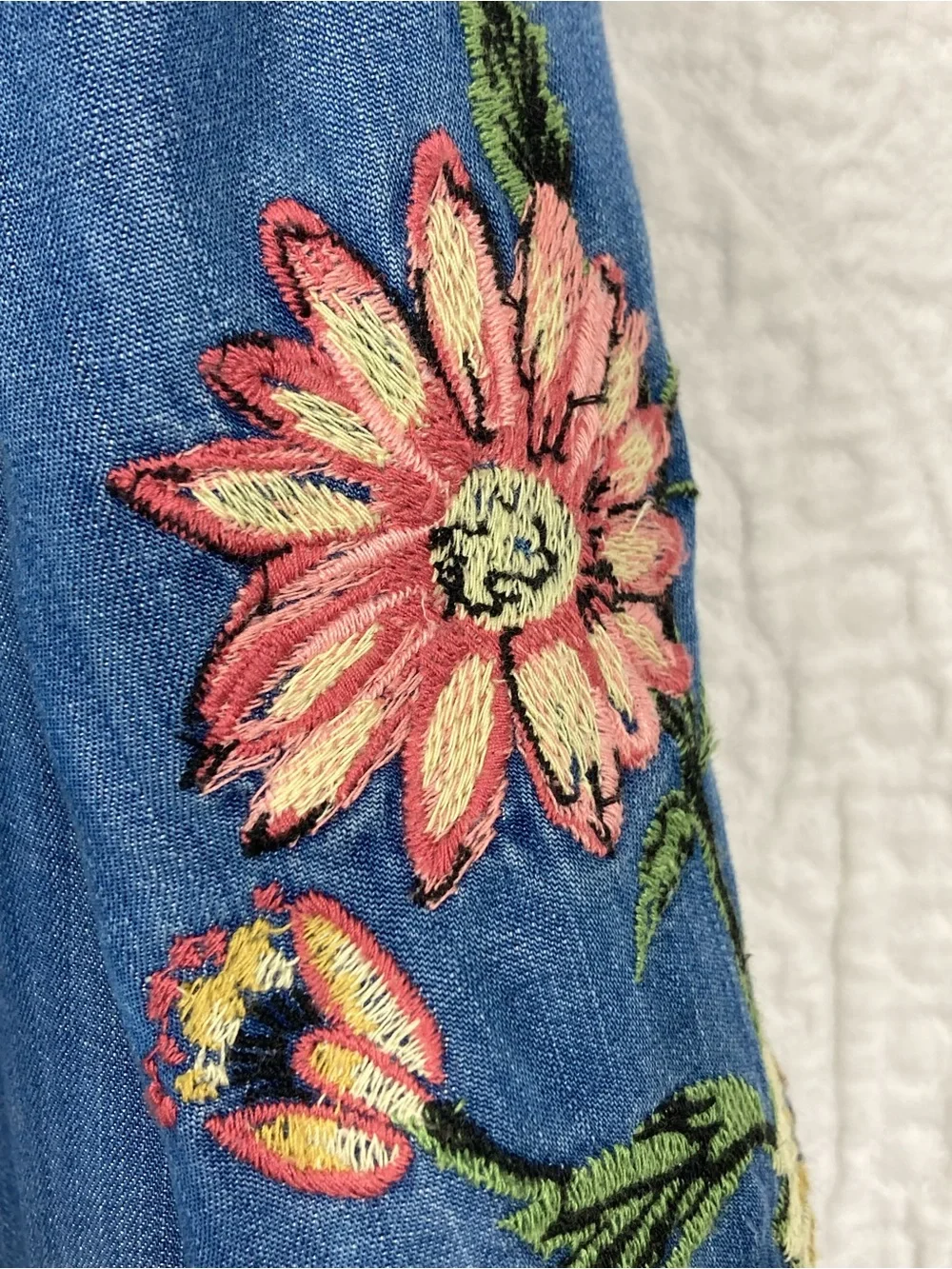 Style & Co. Women’s Floral Embroidered Chambray Lagenlook Kimono sz XXL